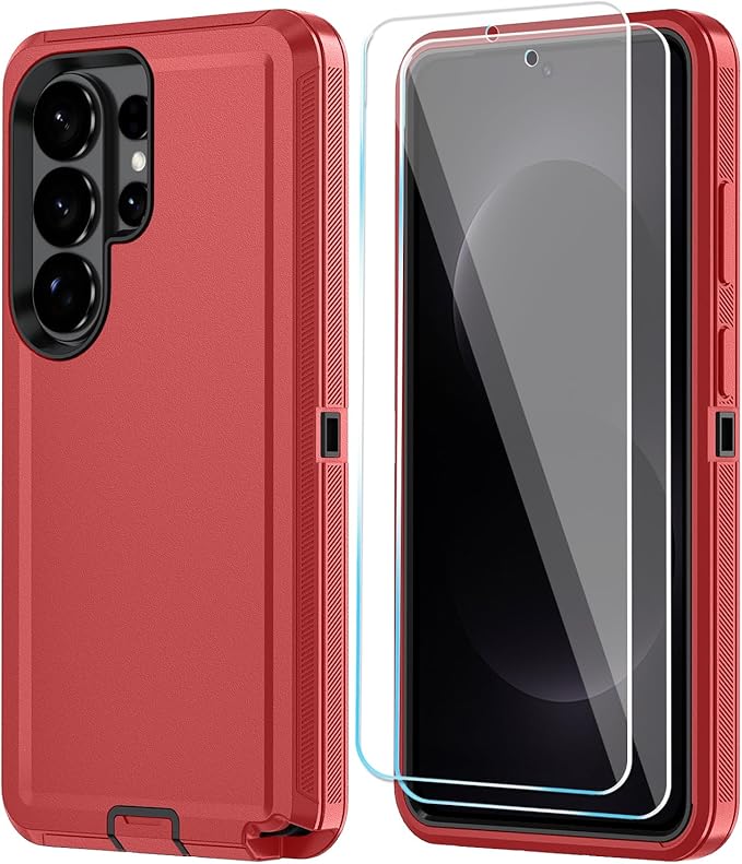 ONOLA Phone Case for Samsung Galaxy S26 Ultra Case with HD Screen Protector, Heavy Duty Shockproof & Dropproof 3-Layer Cover Phone Case for Galaxy S26 Ultra 6.9'',RedBlack