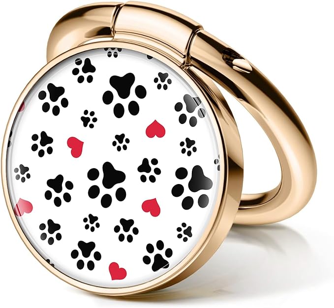 Cell Phone Ring Holder, Cute Metal Phone Grip Stand Finger Ring Kickstand, Flexible 360°Rotation Phone Tablet Case Accessories Compatible with Most Phones Cute Dog Paws