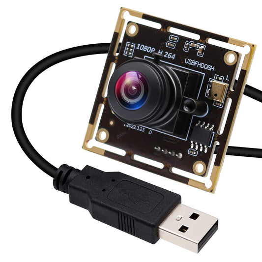 ELP Sony IMX323 Sensor Mini Wide Angle USB Camera Module with Microphone 180degree Fisheye Lens HD 1080P 0.01Lux Low Light Video Audio PC Camera UVC H.264 USB2.0 Embedded Webcam Board for Computer