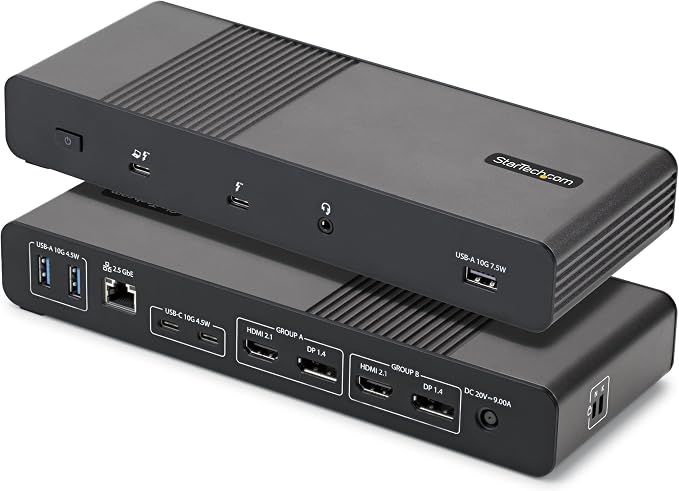 StarTech Thunderbolt 5 Universal Docking Station, Quad Monitor, 140W PD