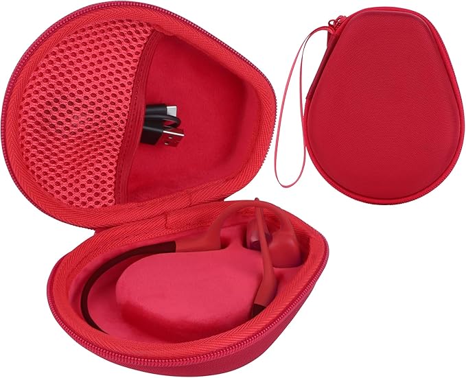 Hard Case Replacement for SHOKZ OpenRun Pro 2 / Pro 2 Mini/OpenMove/OpenRun/OpenSwim Open-Ear Bone Conduction Sport Headphones (Red Case)