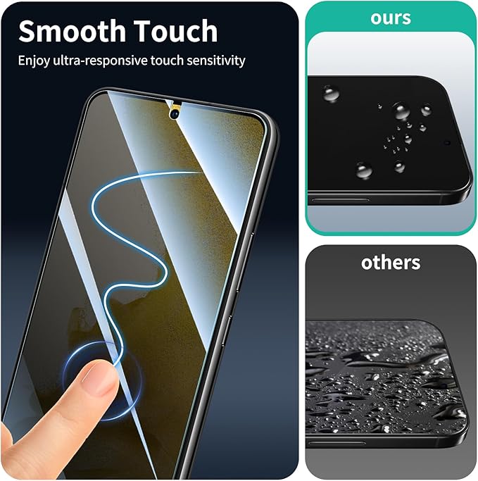 Privacy Screen Protector & Camera Lens Protector for Samsung Galaxy S22, Anti-Spy Tempered Glass, Dark Private Black Protection, 9H Hardness Anti-Scratch Double Shatterproof Case-Friendly, 3 Pack Each