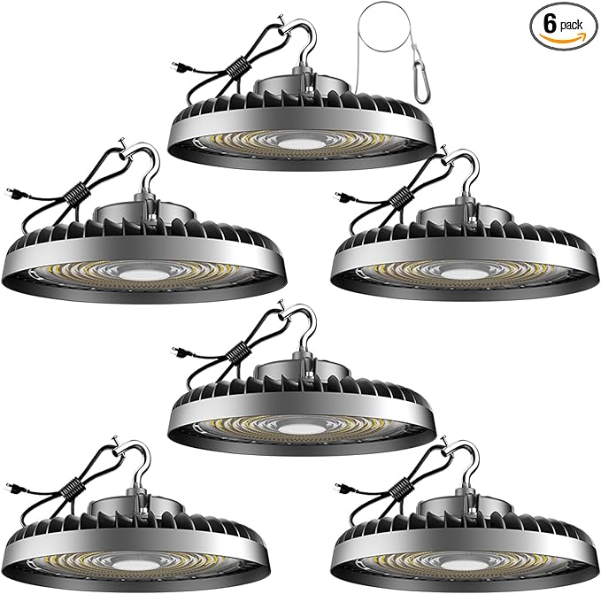 Lightdot Smart 200W LED High Bay Light for Warehouse 5000K 30000LM UFO LED Lights with Control(Supports Normal Mode & Motion Mode), ETL Listed AC100-277V 6Yrs Warranty -6Pack