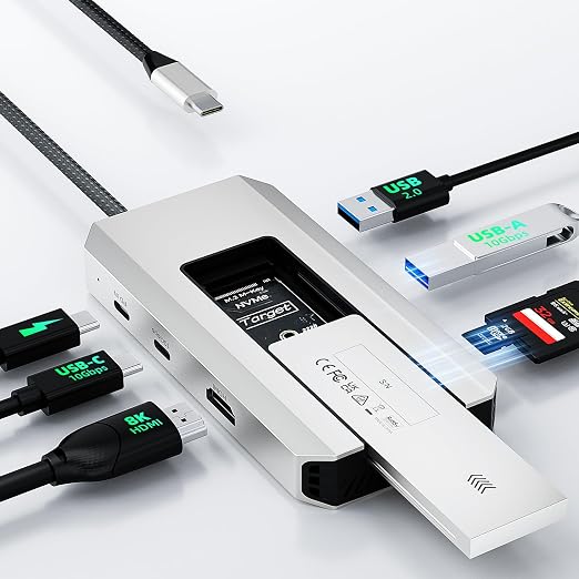 Minthouz USB C Docking Station,with M.2 NVMe SATA SSD Enclosure
