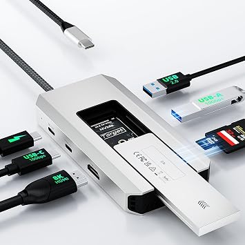 Minthouz USB C Docking Station,with M.2 NVMe SATA SSD Enclosure
