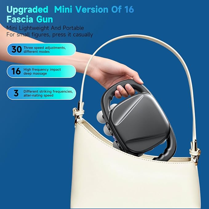 Upgraded 16-Head Mini Massage Gun, Electric Deep Tissue Massage, 3 Modes, 30 Levels Of Speed, Used To Relieve Pain In Neck, Back, And Leg Muscles, Lightweight And Portable, Suitable For Small Figures