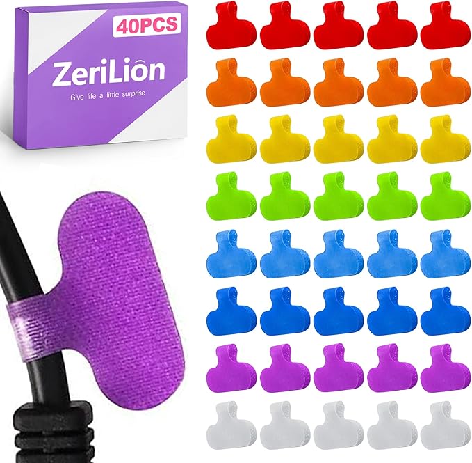 40 Pack Multi-Color Writable Wire Labels - Reusable Cord Tags for Easy Electronics Cable Identification & Management