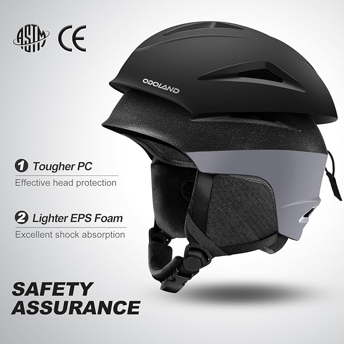 Odoland Ski Helmet, Snowboard Helmet with Ski Goggles for Adults and Youth, Audio Compatible, Shockproof, Windproof, Safety Snow Sports Helmet and Protective Glasses for Men Women
