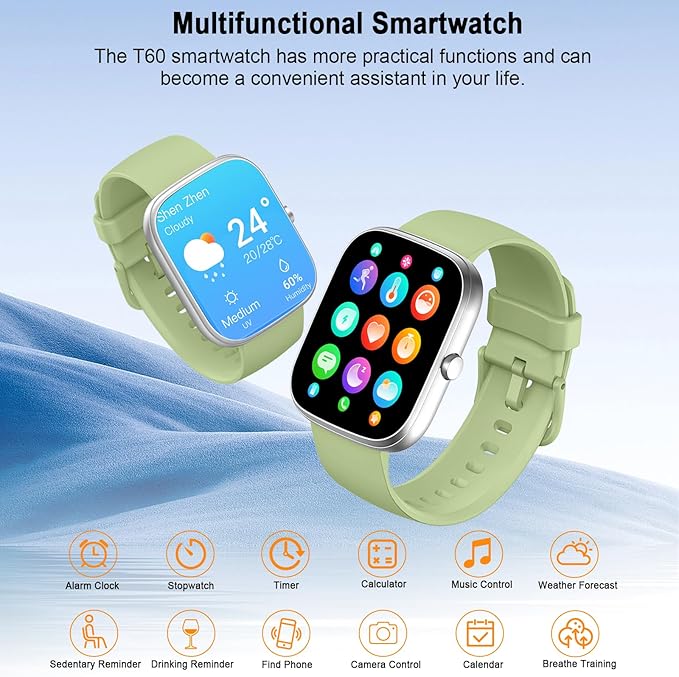 Smart Watch for Men Women, 1.91"HD Screen Smartwatch (Answer/Make Call), 2026 Fitness Tracker Heart Rate/Activity/Sleep Monitor, IP68 Waterproof,110+ Sport Modes,Step Counter for Android IOS Green