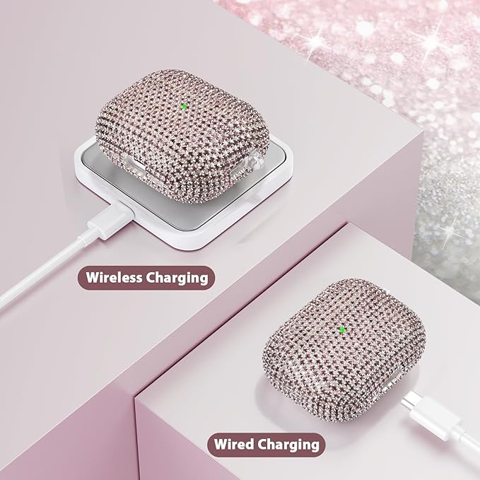Bling Airpods iPods Pro 3 Case Cover 2025, VISOOM Rhinestone Airpods Pro 3 Cases Cute Glitter Jewelry Airpod iPod Pro3 Cases for Sparkly Apple AirPods iPods Pro 3rd Gen Case with Keychain for Women