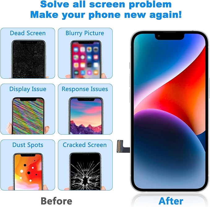 for iPhone 13 Mini Screen Replacement 5.4 inch, 3D Touch LCD Display Digitizer Assembly with Repair Tools,Compatible Model A2481, A2626, A2628, A2629, A2630