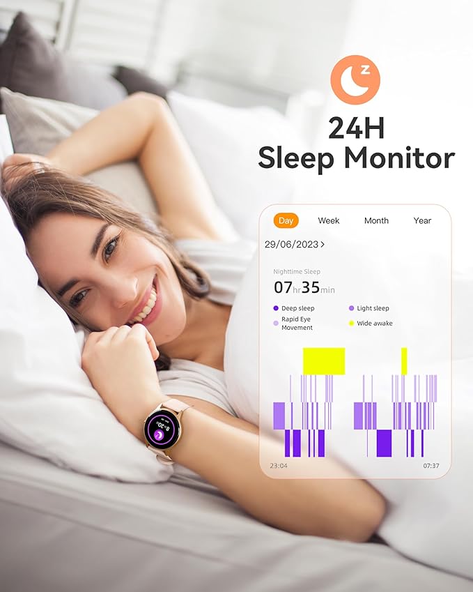 AGPTEK Smart Watch for Women Men, 5ATM Waterproof Fitness Tracker Watch, Full Touch Sports Smartwatch with Heart Rate Monitor Message Notification for Android iOS Phones (Rose Gold)