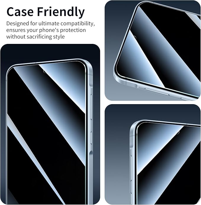 Privacy Screen & Camera Lens Protector for Samsung Galaxy A55, Double Shatterproof Anti-Spy Tempered Glass, Private Black Protection, 9H Hardness Anti-Scratch Case-Friendly, 3 Pack Each