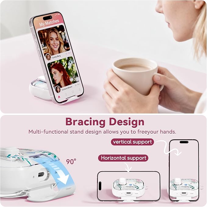 with Safety Lock for Apple AirPods 4 Case,Clear Floral Cute AirPod 4th Generation Case with Phone Stand & Cleaning Kit for Women Girly-Orange Flower-Raspberry