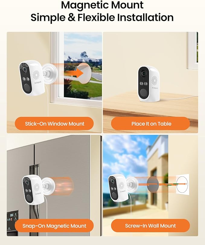 Anlapus 3MP 2K WiFi Security Camera Outdoor Indoor, 2 x WiFi6 & 2.4GHz Plug-in Cameras for Home Security, Color Night Vision, Human Vehicle Detection, Light Siren Alarm, 24/7 Recording, Easy Install