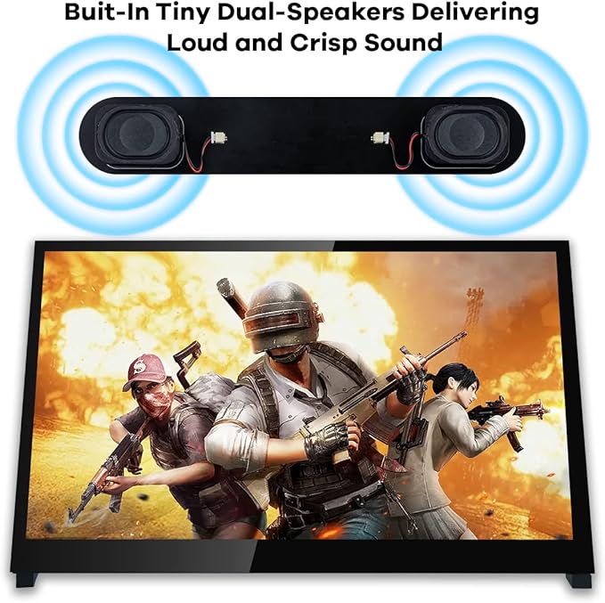 10.1" IPS LCD Capacitive Touch Screen HDMI Display Portable Monitor 1024X600 Built-in Dual Speakers for Raspberry Pi 5/4/3 Xbox PS4 Windows 7/8/10