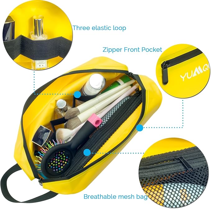 YUMQUA Waterproof Bag for Travel, Waterproof Toiletry Bag for Men, Dopp Kit Travel Essentials Shaving Storage Pouch Leak Proof Hanging Organizer Case for Beach, Kayaking, Boating