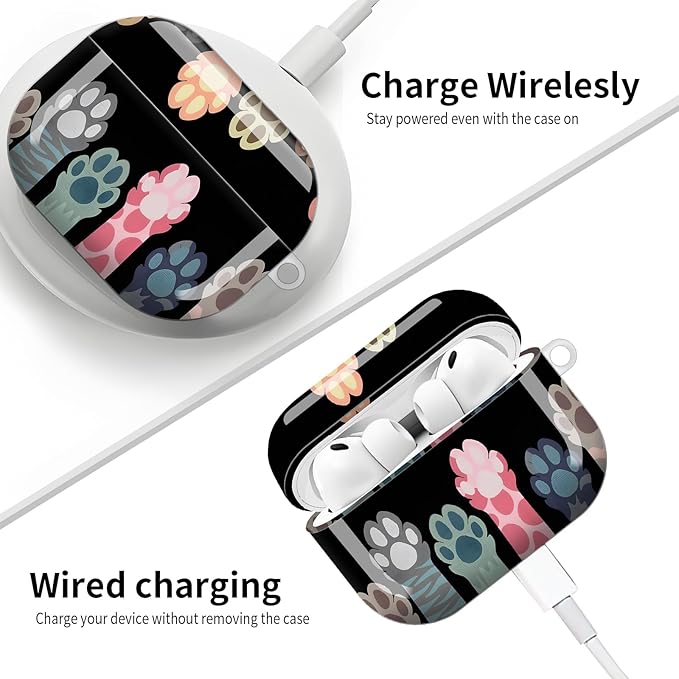 Compatible with AirPod Pro 3 (2025),Cute Case Cover for Women & Men, Full Protection Shockproof Hard Case with Keychain, Wireless Charging Case Accessories(Cute Cat Paw)