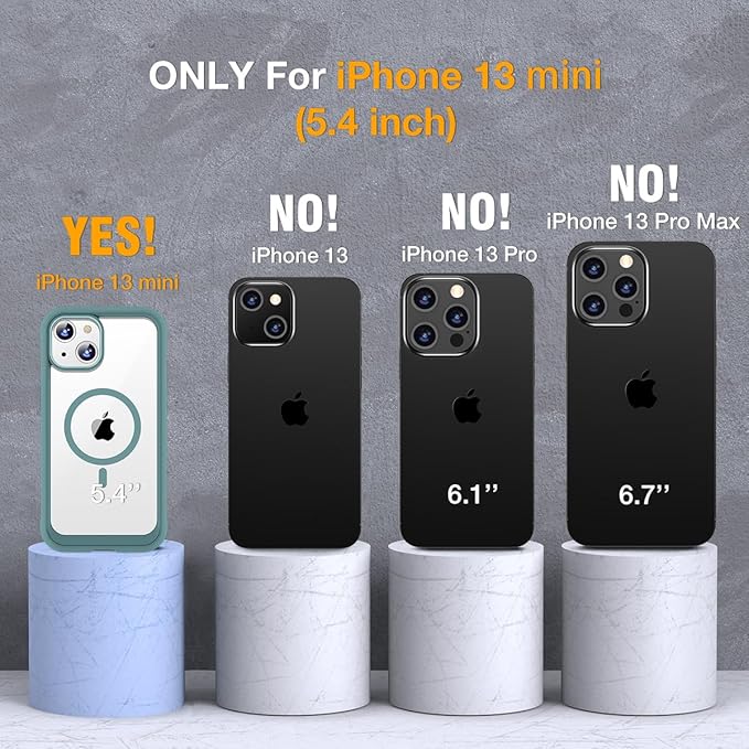 Miracase for iPhone 13 Mini Case 5.4",with MagSafe,Built in Screen Protector,Full-Body Protection(Teal)