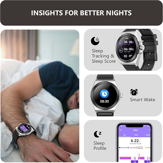 Smart Watches for Men, 1.32" HD Round Touchscreen Smartwatch, Heart Rate/SpO2/Sleep Monitor, Call Notification, 100+ Sports Modes, IP68 Waterproof Fitness Watch for iPhone Android Compatible (Silver)