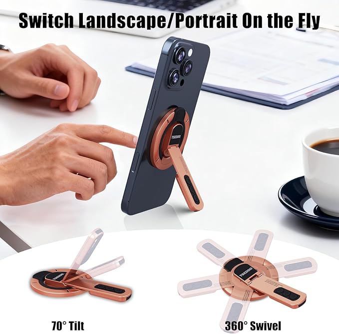 3-in-1 Magnetic Phone Grip Stand with 360° Roration Angle Adjustment, Silicone Finger Ring & Fidget Toy Design, Gym Dual-Sided Magnetic Phone Kickstand for All Phones