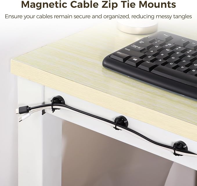 Magnetic Cable Zip Tie Mounts – 50 Magnets & 200 Cable Ties for Wire Management