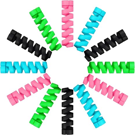 Jetec 24 Pieces Charger Cable Saver, Silicone Flexible Cable Wire Protector, Mouse Cable Protector, Suit for All Cellphone Data Lines (6 Black, 6 Pink, 6 Blue, 6 Green)