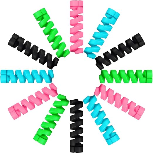 Jetec 24 Pieces Charger Cable Saver, Silicone Flexible Cable Wire Protector, Mouse Cable Protector, Suit for All Cellphone Data Lines (6 Black, 6 Pink, 6 Blue, 6 Green)