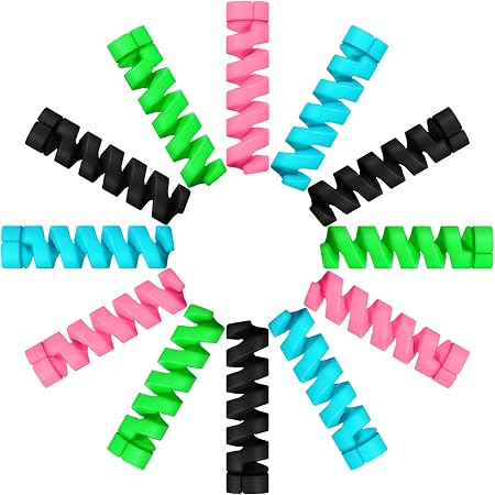 Jetec 24 Pieces Charger Cable Saver, Silicone Flexible Cable Wire Protector, Mouse Cable Protector, Suit for All Cellphone Data Lines (6 Black, 6 Pink, 6 Blue, 6 Green)