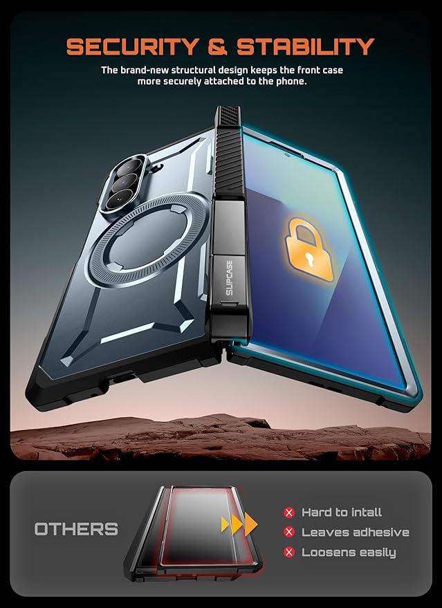SUPCASE for Samsung Galaxy Z Fold 7 Case with Kickstand (UB Grip), [Built-in Tempered Glass Screen Protector] [Hinge Coverage] Military-Grade Protection Phone Case, Tilt
