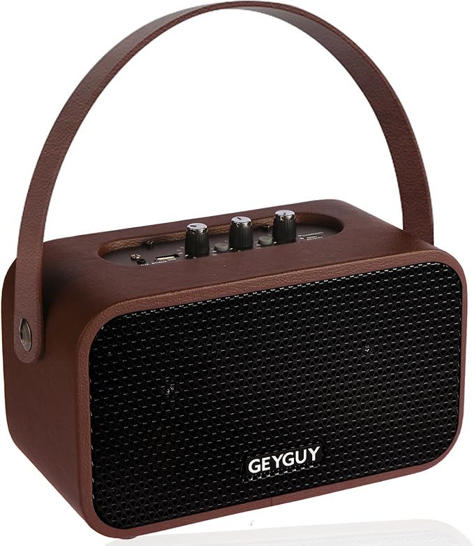 GDSK-4 Portable Bluetooth Speaker, USB Wireless Speaker with Built-in Rechargeable Battery, Retro Small Speaker with Dual 4″ Stereo Bass, IPX4 Splashproof, USB-C Fast Charge for Outdoor, Travel & Home