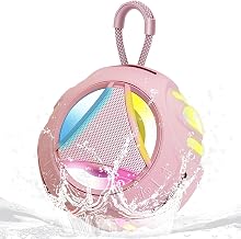 Portable Bluetooth Speaker, IPX7 Waterproof Wireless Outdoor Speakers, Mini Shower Speaker, Floating, Built-in Mic, 24H Playtime with LED Lights,Loud HD Sound, Powerful Bass, Gifts for Unisex - Pink - Image 1