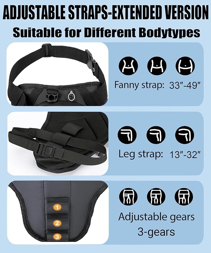 Motorcycle Leg Bag, Thigh Bag For Riding, Drop Leg Pouch For Men & Women–With Removable Straps, Waterproof Fanny Pack, Phone Purse–Travel Hiking Cycling Outdoor Upgraded & Lengthened Leg Strap 8866-1
