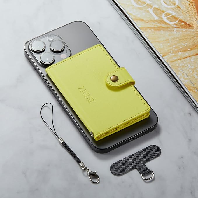 for Apple Magsafe Wallet,PU Leather Magnetic Wallet for iPhone 16/15/14/13/12 pro Max/Mini/plus,5 Card Holders with RFID Blocking (Yellow)