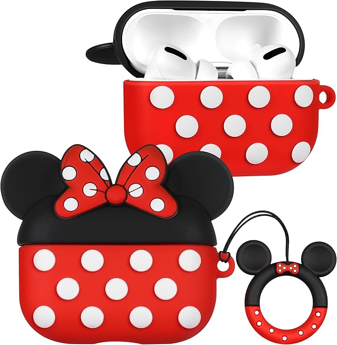 Boaretiu for AirPods Pro/Pro 2nd Generation Case - Cute Kawaii Red Bow with Keychain for AirPods Pro & Pro 2 Case Cover Funny 3D Soft Silicone Fun Cool for Girls Women Teens Boys