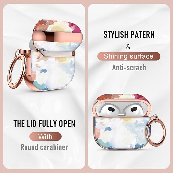 Maxjoy for AirPods 3rd Generation Case, Unique Design Hard Protective Shockproof Airpods 3 Cover with Keychain Compatible with Apple AirPods 3rd Charging Case for Women Men,Colorful Graffiti Lanyard