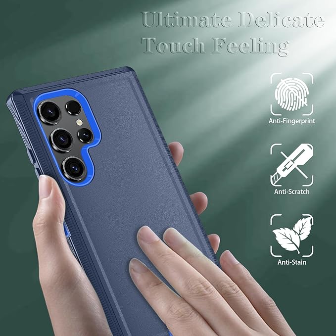 ONOLA Compatible with Samsung Galaxy S24 Ultra Case with HD Screen Protector, Heavy Duty Shockproof & Dropproof 3-Layer Cover Phone Case,DarkBlue