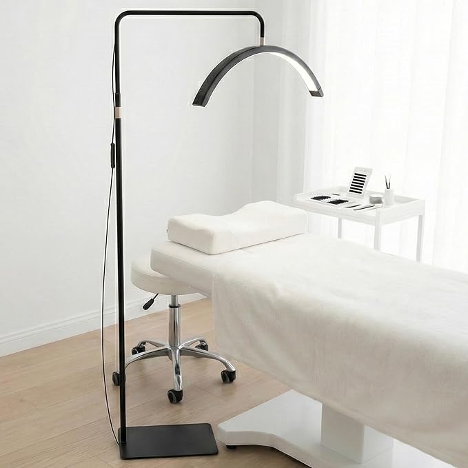 Hi_friend 23 inch Half Moon Lamp, Portable Esthetician Lash Light for Lash Tech, Bright Eyelash Extension Arched LED Floor Light, Lashing Lamp for Beauty, Skincare, Lashes (Black)