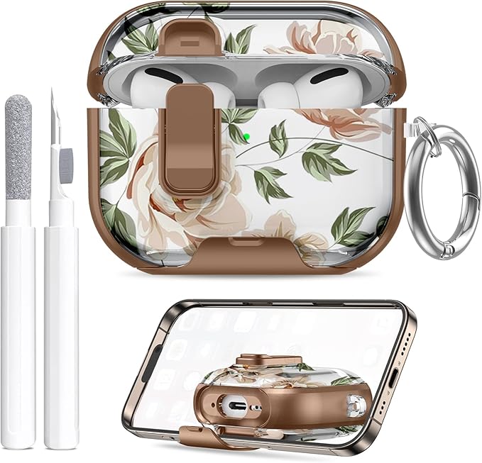 for AirPods Pro 3 Case (2025) with Phone Stand & Cleaner Kit, Cute Soft Silicone Cover for AirPods Pro 3rd Genera case with Keychain for Women Men with Keychain for Airpod Pro case(2025)