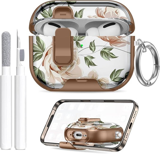 for AirPods Pro 3 Case (2025) with Phone Stand & Cleaner Kit, Cute Soft Silicone Cover for AirPods Pro 3rd Genera case with Keychain for Women Men with Keychain for Airpod Pro case(2025)