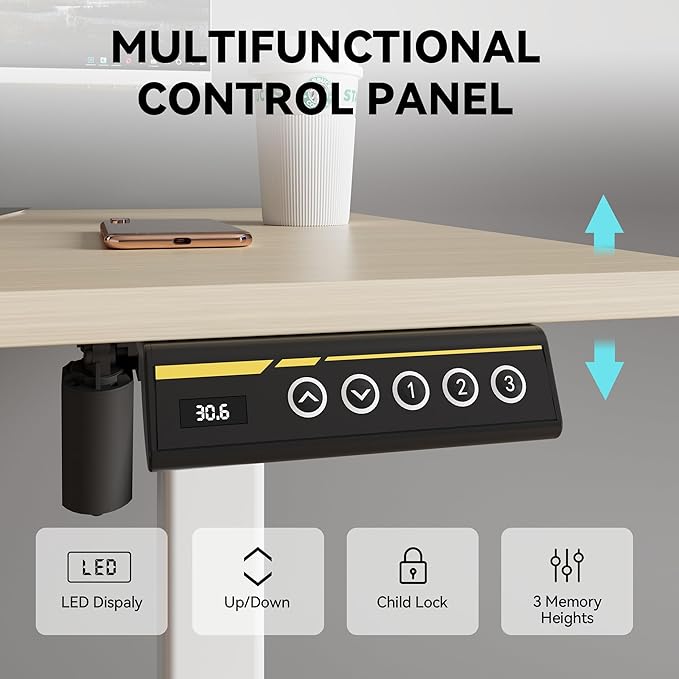 Electric Standing Desk48 x24 Adjustable Height Stand Up Desk with Lockable Wheels Ergonomic Sit Stand Desk for Work Office Home Computer Workstation (Nature)