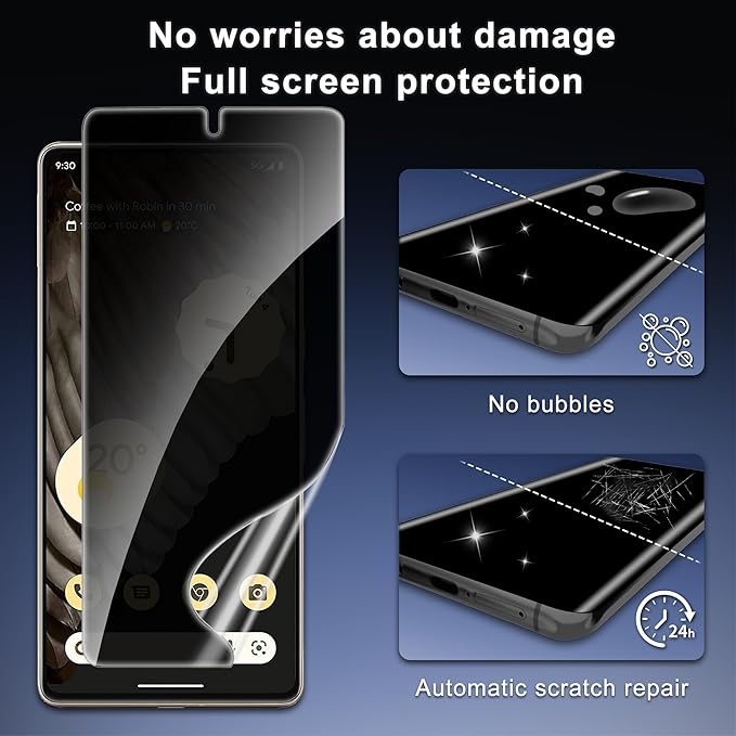 2 Pack for Google Pixel 7 Pro Privacy Screen Protector [Not Glass], 2 Pack Lens Protectors, Fingerprint Compatible, Anti Spy, Privacy Screen Protector for Pixel 7 Pro 5G