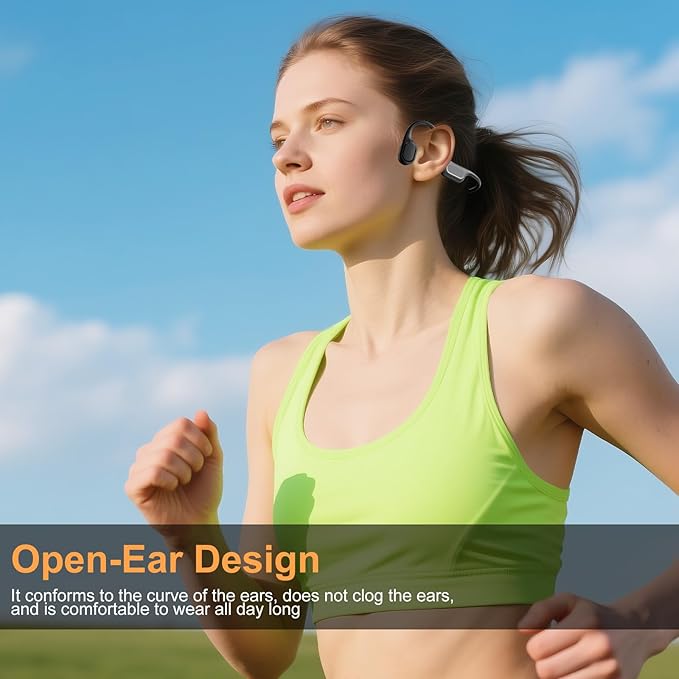 IP68 Waterproof Swimming Headphones, Bone Conduction Liquid Silicone Bluetooth Headphones, Built-in 32GB MP3 Player, Soft and Lightweight Open-Ear Design for Swimming/Marathons/Showers/Cycling (Black