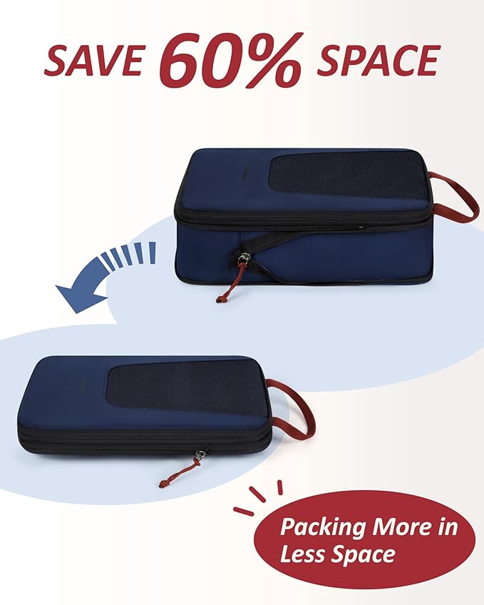 BAGSMART Compression Packing Cubes for Travel, 6 Set/5 Set/4 Set, Compression Suitcase Organizer Bags Set for Suitcases Travel Essentials, Lightweight Packing Organizers