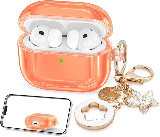 Case for Airpods iPods Pro 3 Case 2025 with Phone Stand for Women-VISOOM Clear Air Pod iPod Pro3 Cases Cover Cute Girly Airpods Case Pro3 Bling Glitter AirPods Pro3 Cases Hard Shell with Keychain