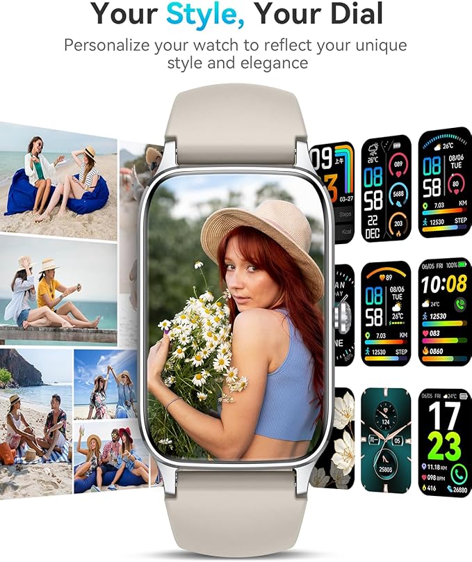 Fitness Tracker for Women Men, Activity Smart Watch Compatible with Android iPhone, Step Counter with 110+ Sports, Sleep Monitor, Calorie Counter, IP68 Waterproof (Starlight, 1.57)