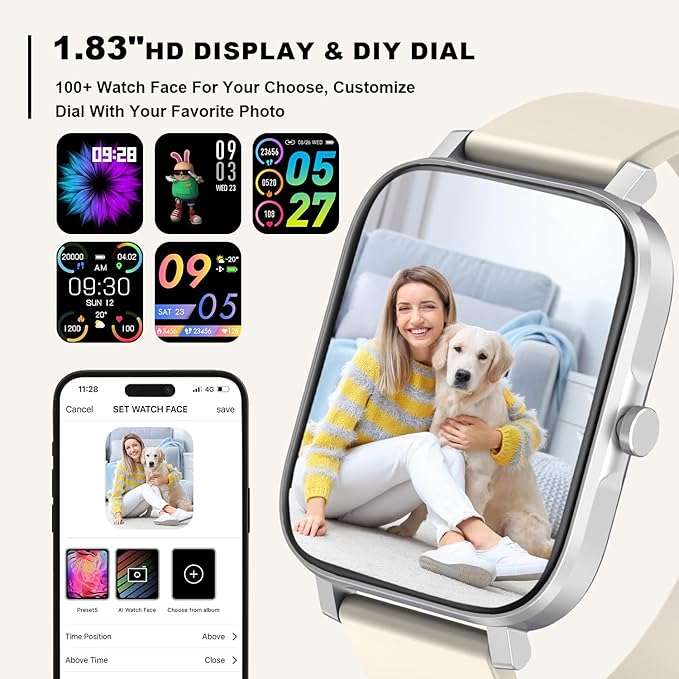 Smart Fitness Tracker Watch with Heart Rate Monitor, Activity Tracker with Pedometer, Sleep Monitor, Calories & Step Counter, Waterproof Smart Watch for Women Men Fitness Watch for Sports