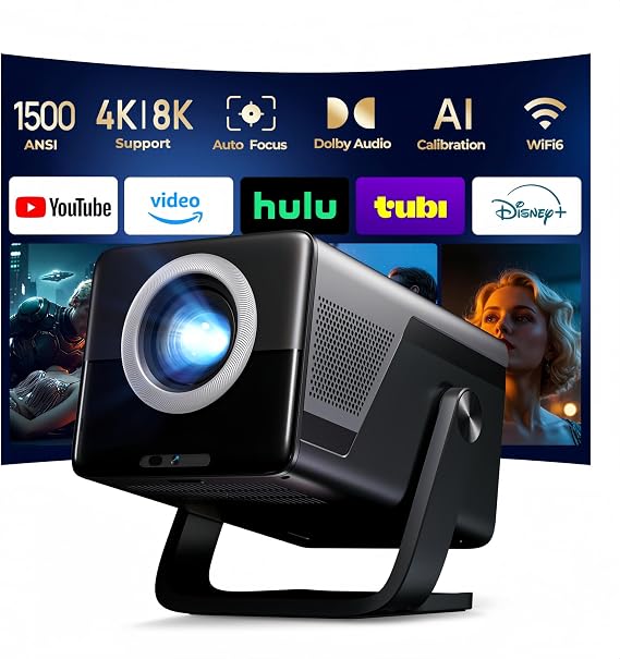 X7 1500 ANSI Smart Projector, 4K/8K Input Support, Native 1080P, 125% sRGB