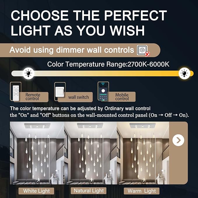 Rectangular Chandelier 24-Lights LED Dimmable Raindrop Chandeliers for High Ceiling Large Chandelier Light Fixture Gold High Ceiling Pendant Lights for Villa Living Room Staircase