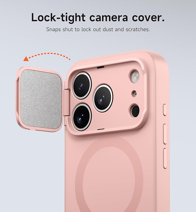 SURITCH for iPhone 17 Pro Case with Camera Control Cover, Camera Cover and Adjustable Kickstand, Compatible with MagSafe, Shockproof Bumper Protective Cases 6.3 Inch, Pink